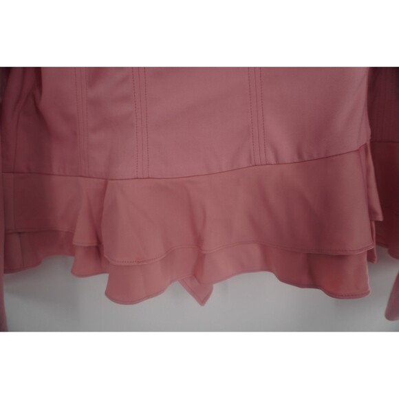Lane Bryant Women Pink Moto Blazer Ruffled Peplum Jacket with Zippers NWT Sz 22 - Picture 4 of 11